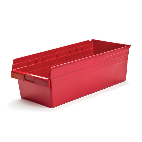 8" Tall Shelf Bin, 11.125"W x 23.625"D • Red