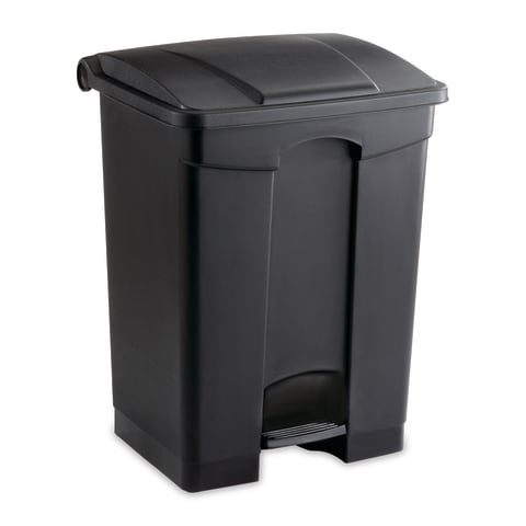 Plastic Step-On Receptacles, 17gal • 19.75"W x 16.25"D x 26.25"H • Black