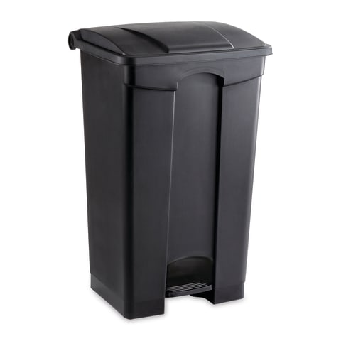 Plastic Step-On Receptacles, 23gal • 19.75"W x 16.25"D x 32.25"H • Black