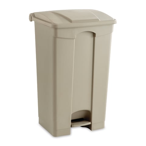 Plastic Step-On Receptacles, 23gal • 19.75"W x 16.25"D x 32.25"H • Tan