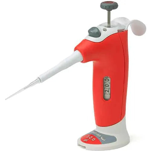 Ovation M Mechanical Volume-Set Pipette, 0.2-2µL • Red