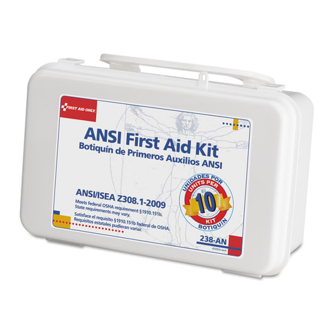 ANSI-Compliant First Aid Kit, 10 Unit with Plastic Case