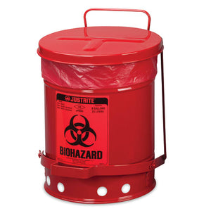 Biohazard Waste Can, 10gal • 13.937"D x 18.25"H • Red