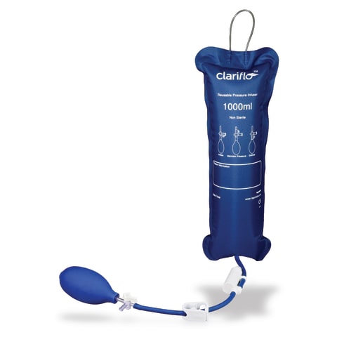 Reusable Clariflo™ Pressure Pressure Infusion Bag Piston Gauge • Stopcock, 1000mL