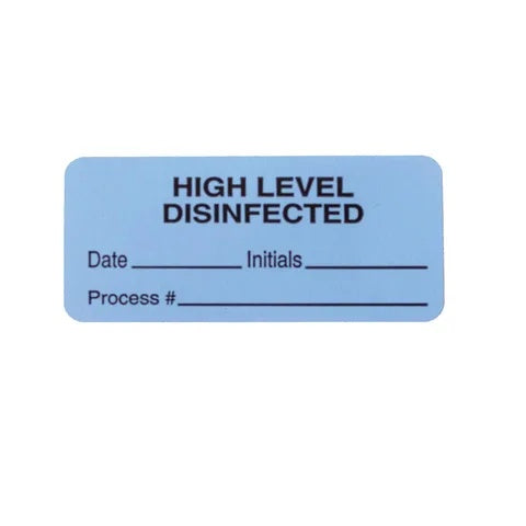 High Level Disinfected Label • Blue • 2.25"W x 1"H