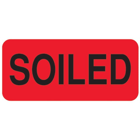 "SOILED" Label • Red • 2.25"W x 1"H