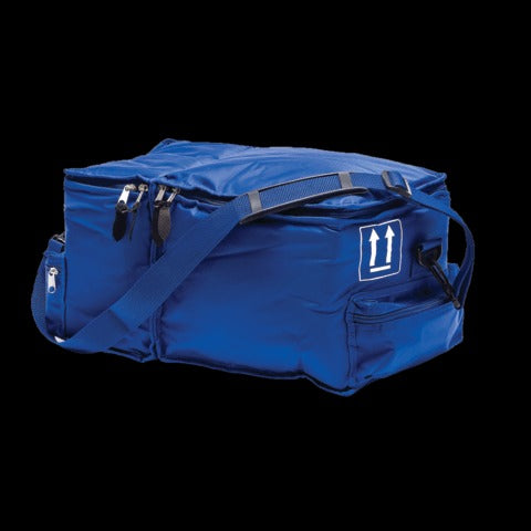 Dual Chamber Specimen Transport Tote with Dry Ice Liners • 16"W x 9"D x 9.5"H • Blue