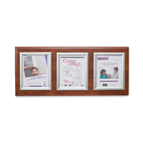 Marketlab Message Board Panel • Silver Frame, Triple • 35"W x 16"H • Cherry