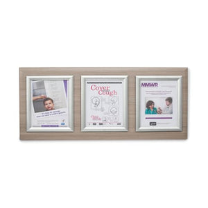 Marketlab Message Board Panel • Silver Frame, Triple • 35"W x 16"H • Driftwood