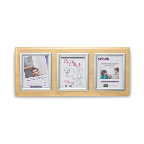 Marketlab Message Board Panel • Silver Frame, Triple • 35"W x 16"H • Maple