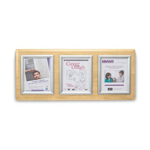 Marketlab Message Board Panel • Silver Frame, Triple • 35"W x 16"H • Maple