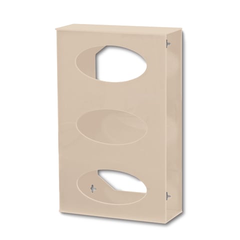 Antimicrobial Side-Loading Glove Dispenser, Triple • 10.125"W x 4.125"D x 16"H • Beige