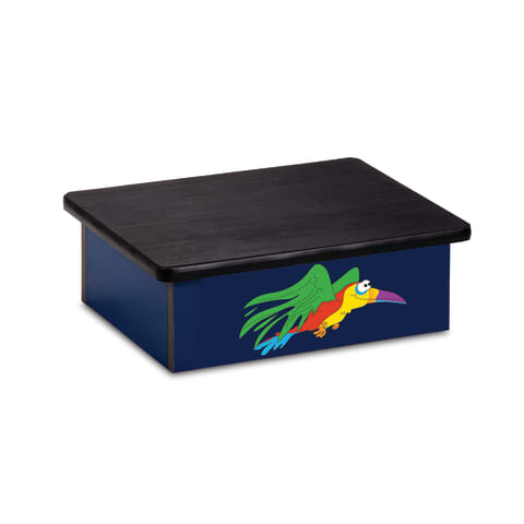 Pediatric Step Stool, Rainforest Parrot Theme, Blue