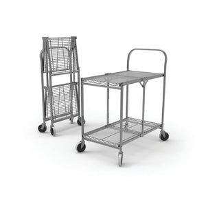 Collapsible Wire Utility Cart 33.75"W x 19.5"D x 39.5"H, Two-Shelf 20.7" Between Shelves