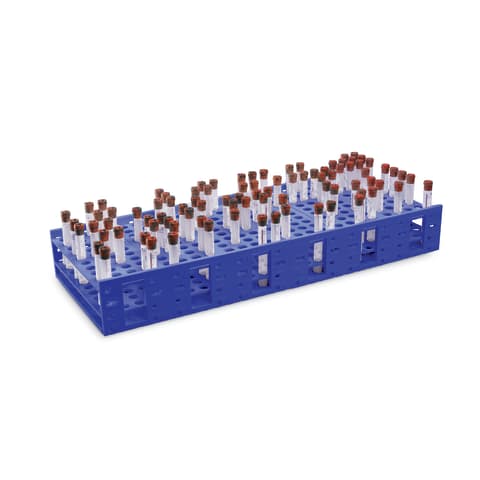 Double Monster Rack, 13-16mm • Holds 240 tubes • 10.5"W x 26.5"L x 3.5"H • Blue