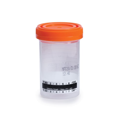 90mL Specimen Container with Temp Strip • Sterile