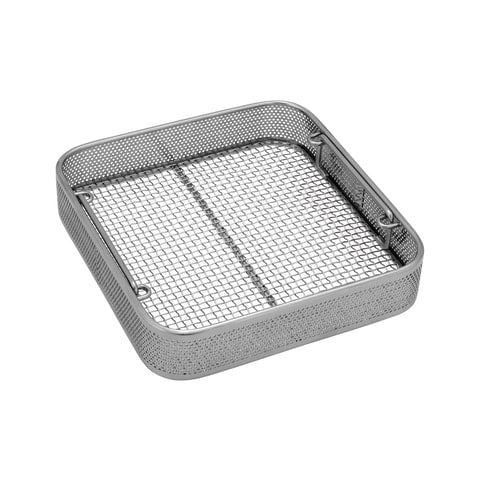 Side Perforated Basket with Wire Base • Drop Handles, 9.4"W x 9.8"L x 2"H