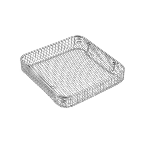 Wire Mesh Basket • Inner Drop Handles • Stacking, 9.4"W x 9.8"L x 2"H