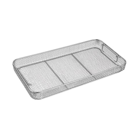 Wire Mesh Basket • Inner Drop Handles • Stacking, 21.3"W x 9.8"L x 2"H