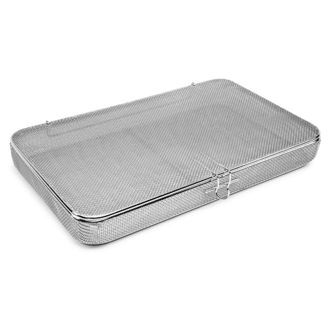 Fine Mesh Basket with Hinged Lid, 15.8"W x 9.8"L x 2"H