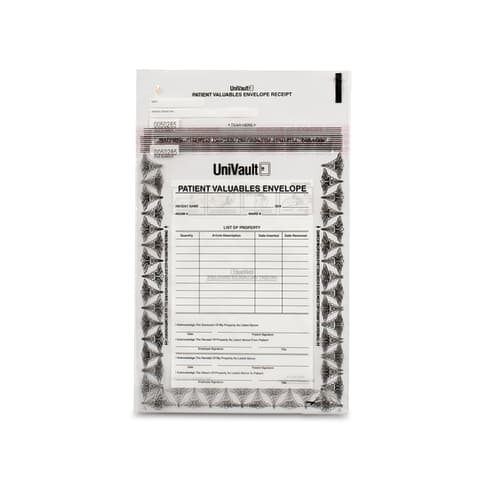 Writable with Sequential # Patient Valuables Bag • 9"W x 12"L • Clear