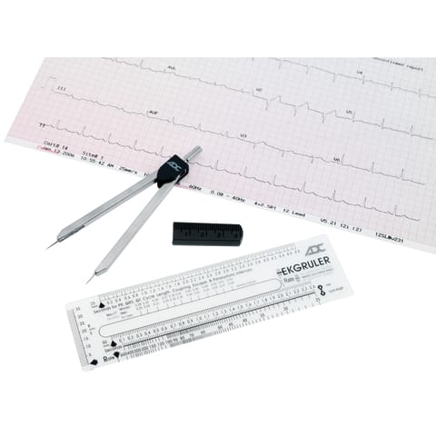 EKG Caliper, Ruler & Protective Sleeve • Caliper: 4.75"L • Ruler: 6.3125"L x 1.625"W