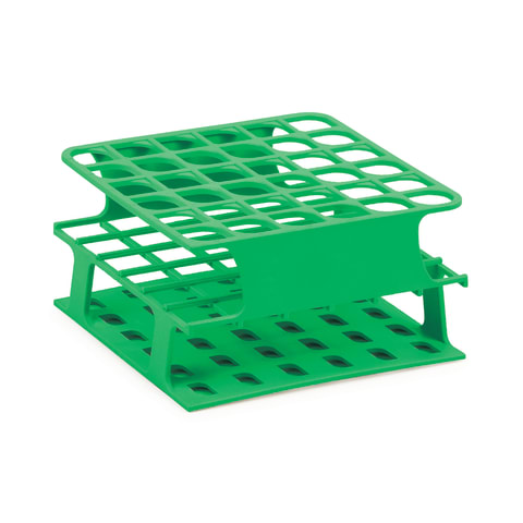 Half-Size Freezer Rack, For 16mm Tubes • Holds 36 • 5"L x 5"W x 2.75"H • Green