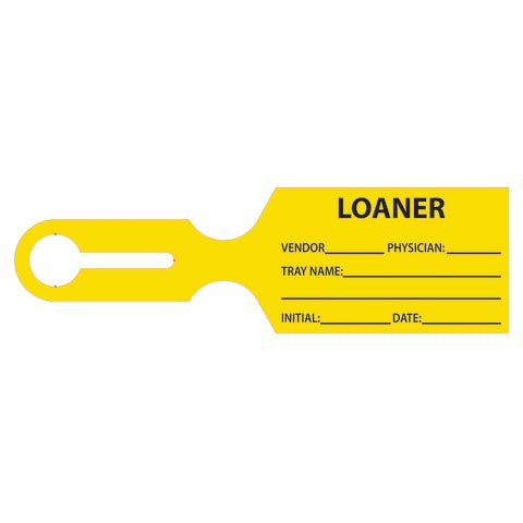 Tray Tag 2.5"W x 8.5"L, "LOANER" • Yellow