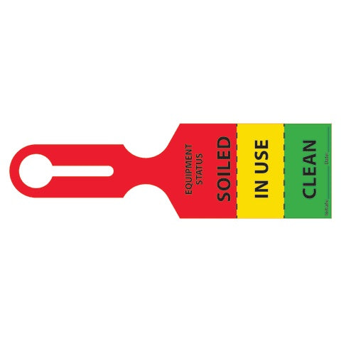 Tray Tag 2.5"W x 8.5"L, "EQUIPMENT STATUS" • Red/Yellow/Green