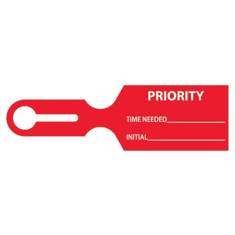 Instrument Tray Tags 2.5"W x 8.5"L, "PRIORITY" • Red