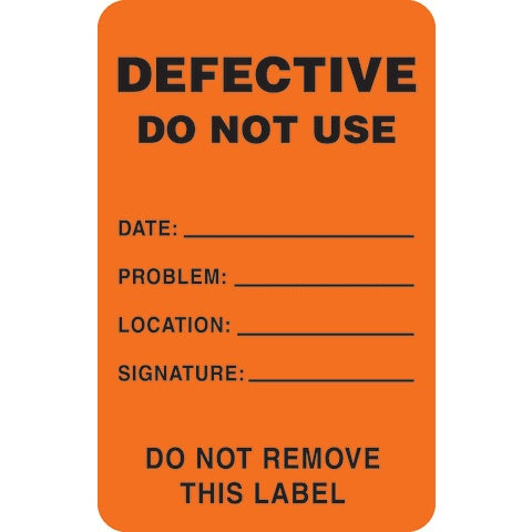 Marketlab Miscellaneous Medication Label Tape, Defective, Do Not Use Label