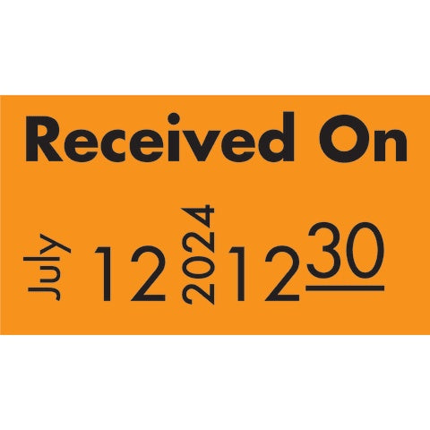 "RECEIVED ON" Labels • Fluorescent Orange