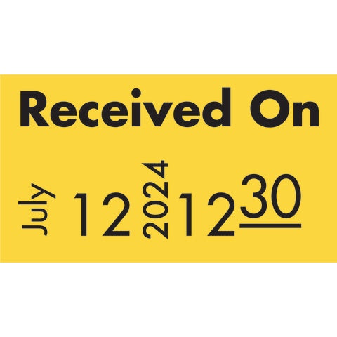“Received On” Labels • Dispenser Roll • 2,500/roll, 8 rolls • Yellow