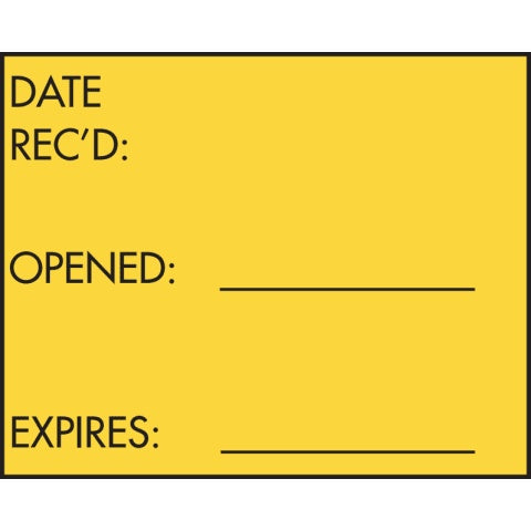 "Received On" For 6706, Yellow -1,000/roll-6rolls