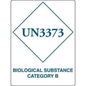 "UN3373 BIOLOGICAL SUBSTANCE CATEGORY B" Label • 3"W x 4"H