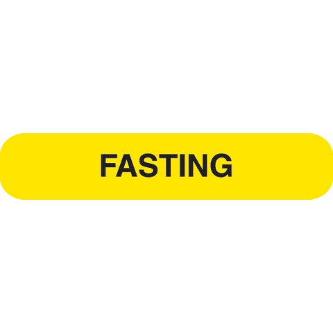 Phlebotomy/Specimen Receiving Labels, "FASTING" • Yellow with black text • 1.625"W x 0.375"H