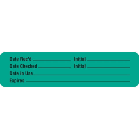 Reagent Labels, Date Received Label • Green