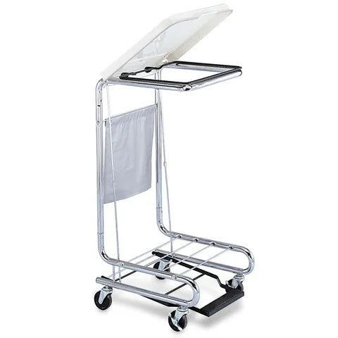 Square Chrome Step-On Hamper • 18.625"W x 19.5"D x 37.75"H