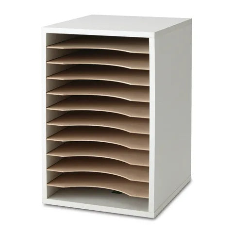 Vertical Desktop Organizer w/11 Compartments, Gray