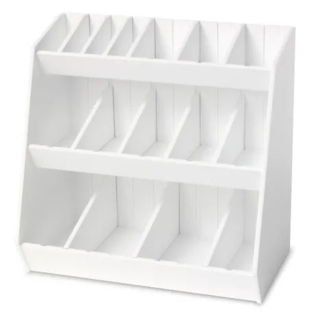 Adjustable Compartment Bench Bin, 16 Adjustable Bins and 3 Shelves • 12"W x 7.3"D x 12"H