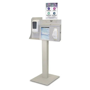 Bowman Single-Lock Touchless Hygiene System with Sign, Steel • Beige • Portrait