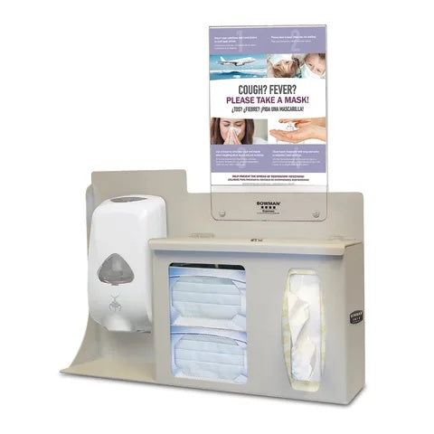 Bowman Single-Lock Touchless Hygiene Center with Sign, ABS • Beige • Portrait