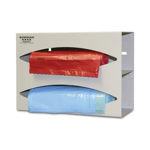 Bowman Aluminum Bag Dispenser, Double • 10.05"W x 3.9"D x 7"H