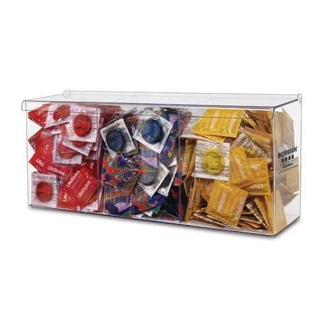 Top Dispensing Bulk Dispenser, Triple • Mini • PETG • 18.4"W x 5.22"D x 8"H