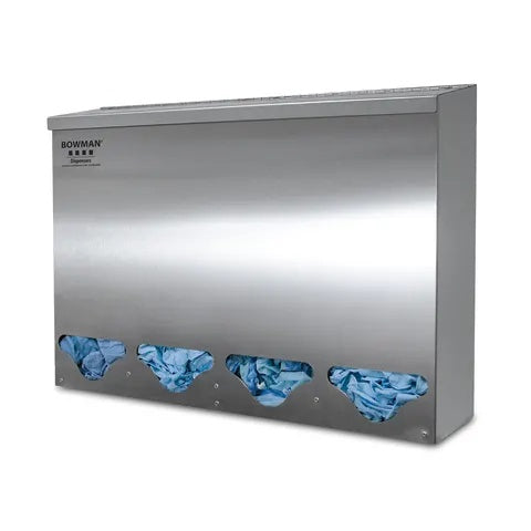 Top & Front Dispensing Bulk Dispenser, Quad • Tall • Stainless • 24.16"W x 5.75"D x 17.91"H