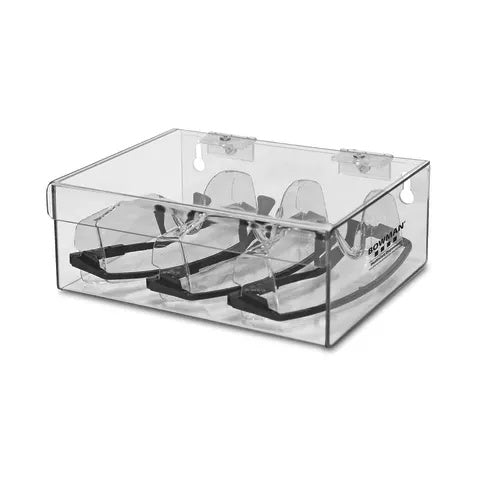 Bowman PETG Bulk Safety Glass Holder with Lid • 9.25"W x 6.91"D x 3.45"H