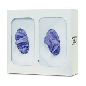 Bowman White Steel Glove Box Dispenser, Double • 10.6"W x 3.82"D x 10.03"H
