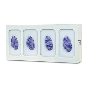 Bowman White Steel Glove Box Dispenser, Quad • 21.19"W x 3.81"D x 10"H