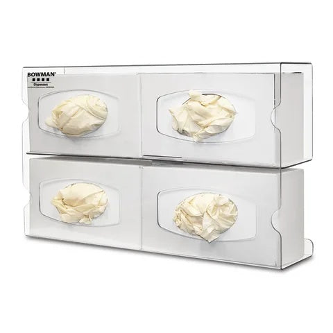 Bowman PETG Glove Box Dispenser, Premium Quad • 20.1"W x 3.95"D x 11.3"H
