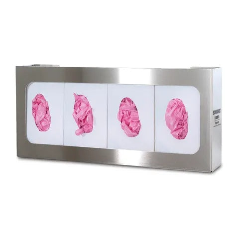 Bowman Stainless Steel Glove Box Dispenser, Quad • 22.32"W x 3.81"D x 9.99"H